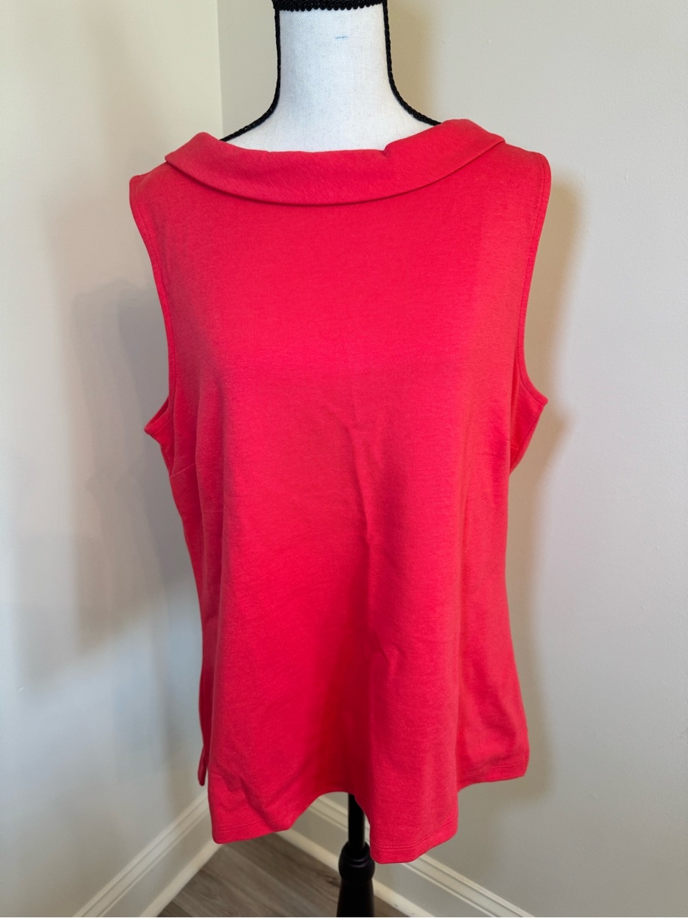 Talbots Sleeveless Coral Tank with Fold-Over Collar